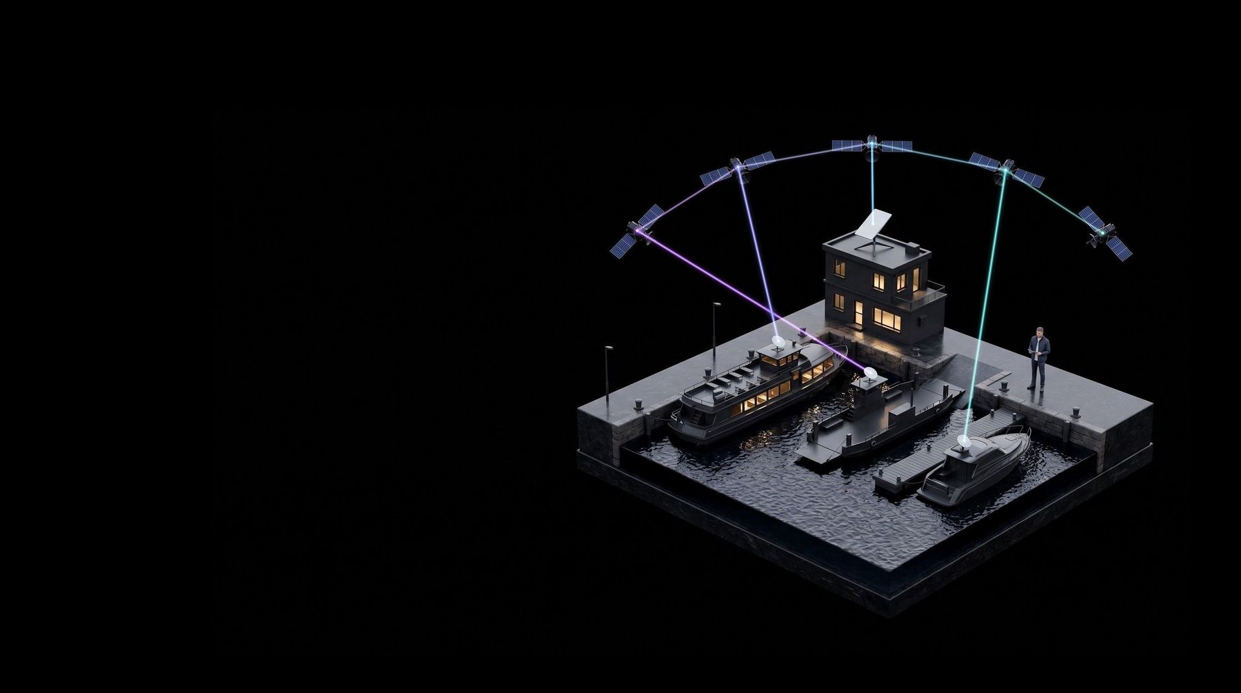 KI-generierte Aufnahme zum Thema Starlink Maritime für gewerbliche Schifffahrt