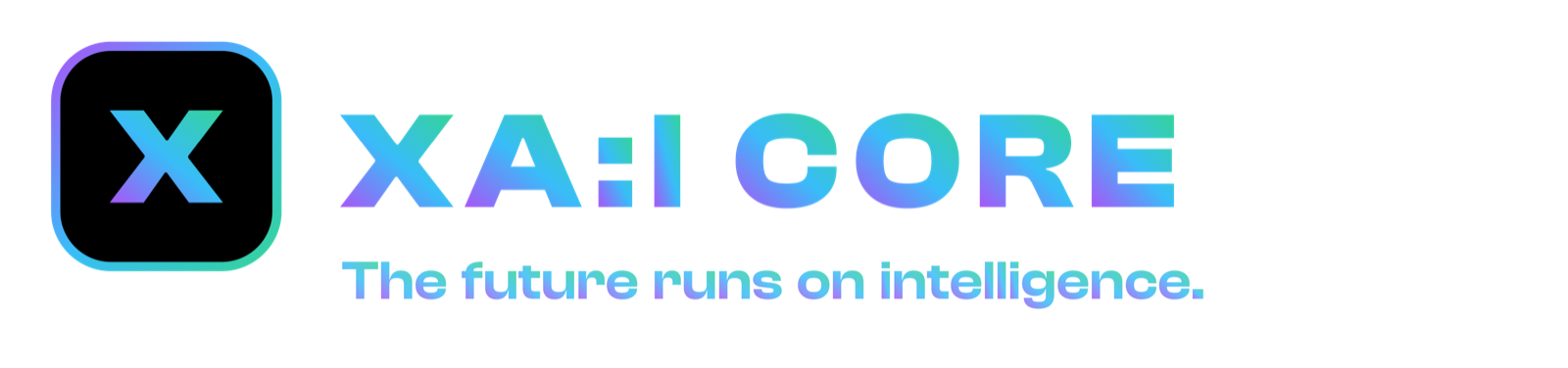 XA:I CORE — Primär-Logo horizontal im Marken-Verlauf